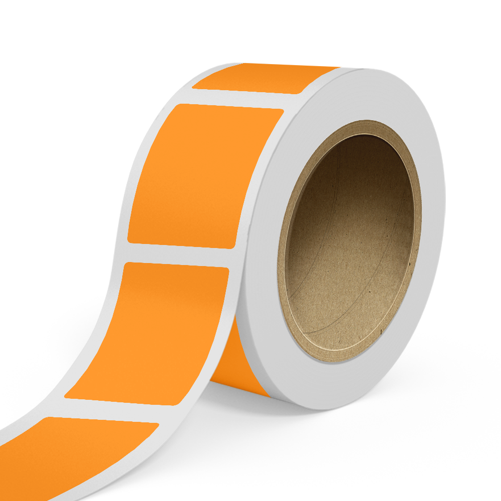 Neon Orange 3 x 4 Inch Roll of Rectangle Labels - Bright Adhesive