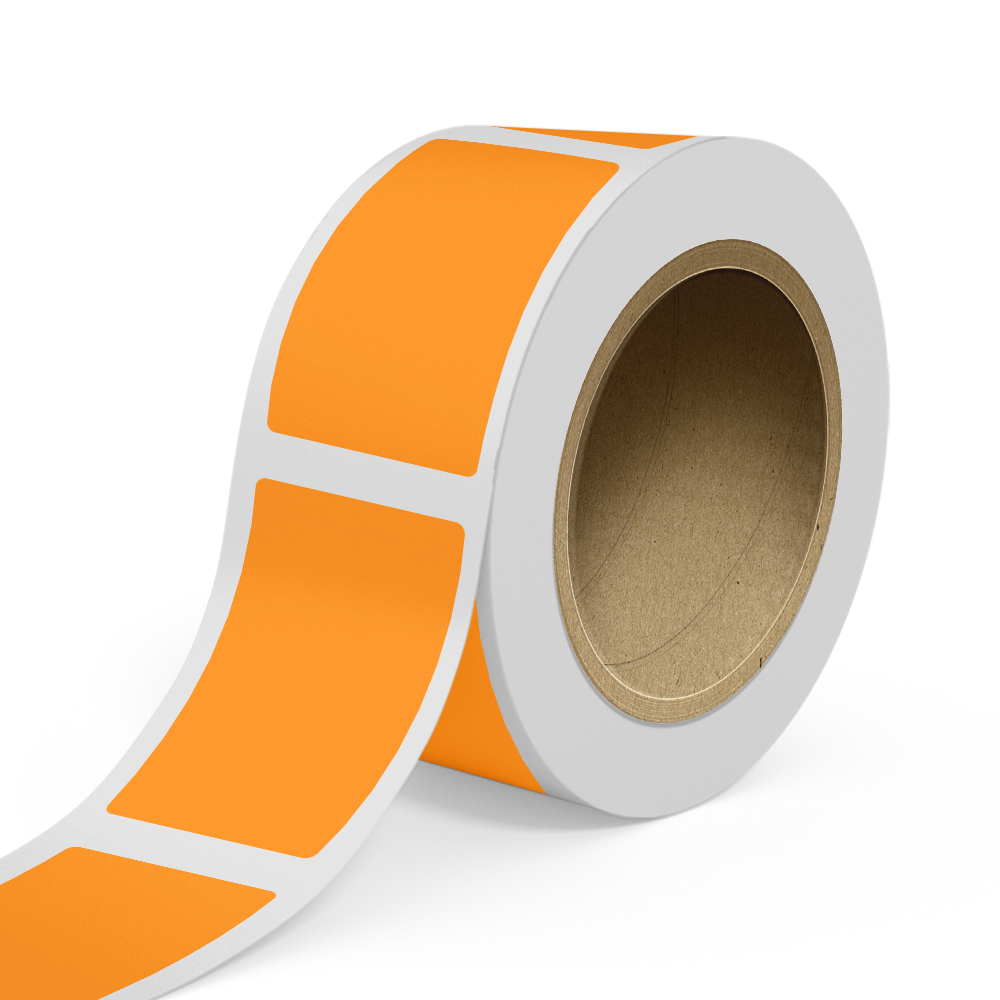 Neon Orange 3 x 5 Inch Roll of Rectangle Labels - Bright Adhesive