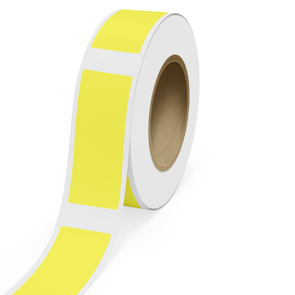 Neon Yellow 3 x 8 Inch Roll of Rectangle Labels - Bright Adhesive