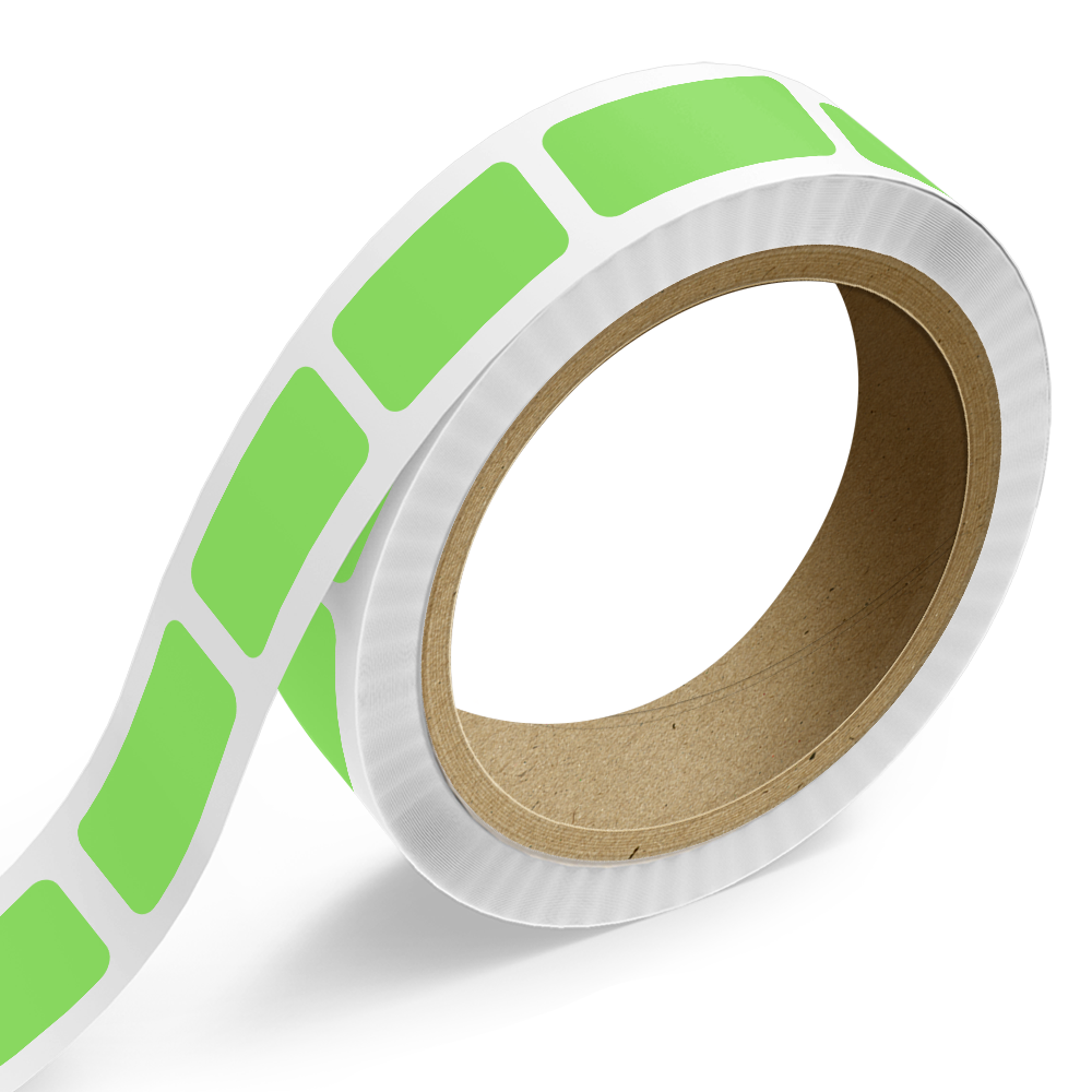 Neon Green 3/4 x 1 1/2 Inch Roll of Rectangle Labels - Bright Adhesive
