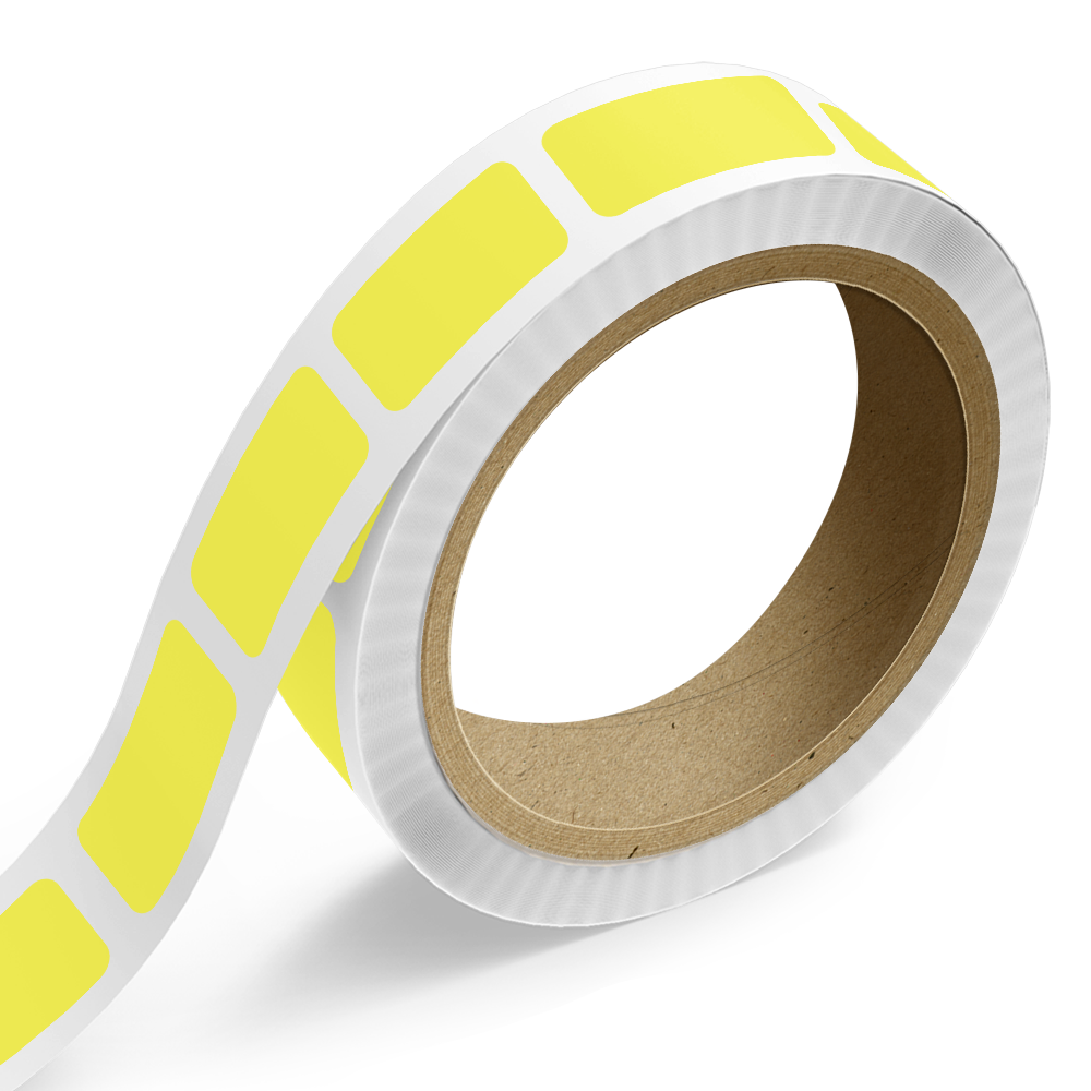 Neon Yellow 3/4 x 1 1/2 Inch Roll of Rectangle Labels - Bright Adhesive