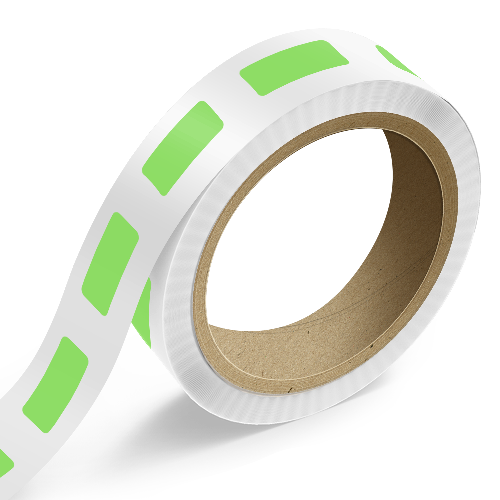 Neon Green 3/4 x 2 Inch Roll of Rectangle Labels - Bright Adhesive