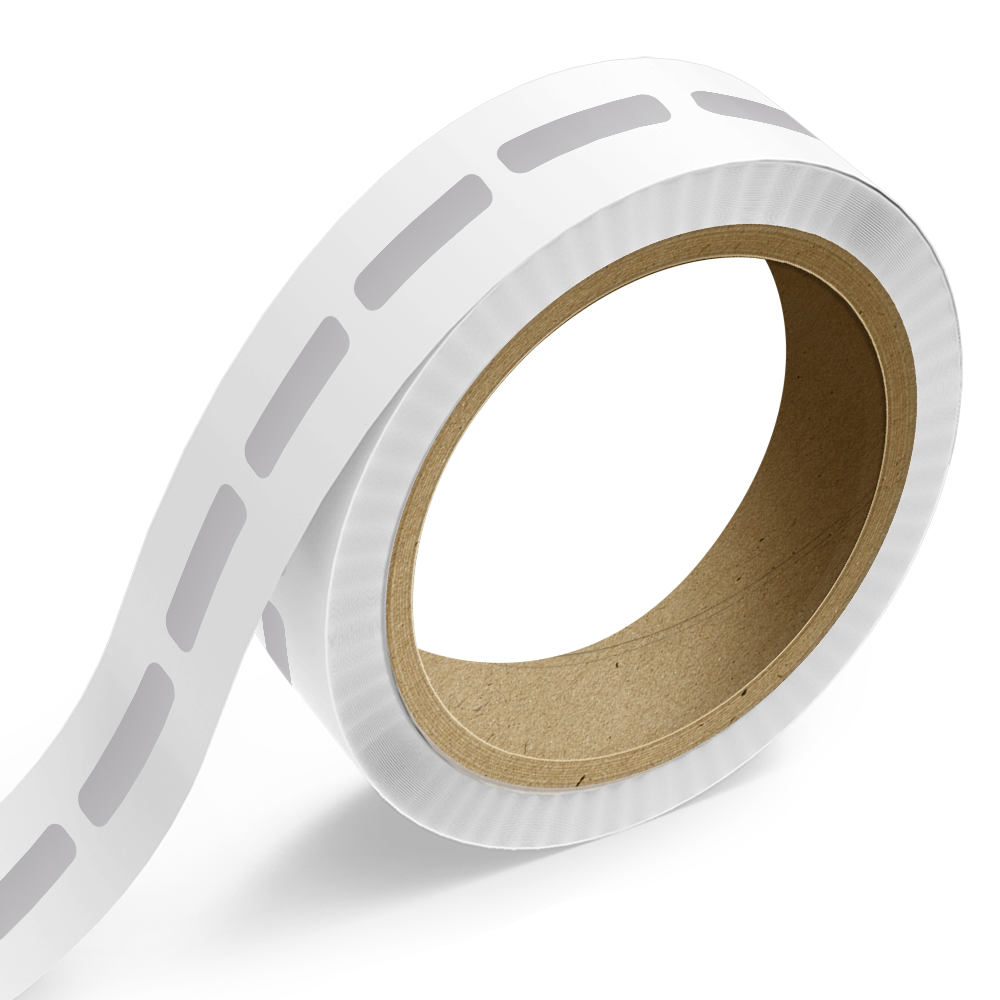 Silver Foil 3/8 x 1 1/2 Inch Roll of Rectangle Labels - Durable Metallic
