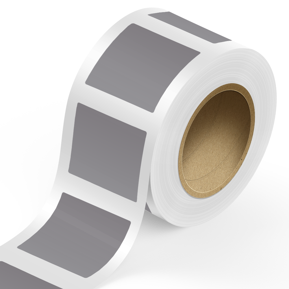 Matte Silver Foil 4 x 4 Inch Roll of Square Labels - Durable