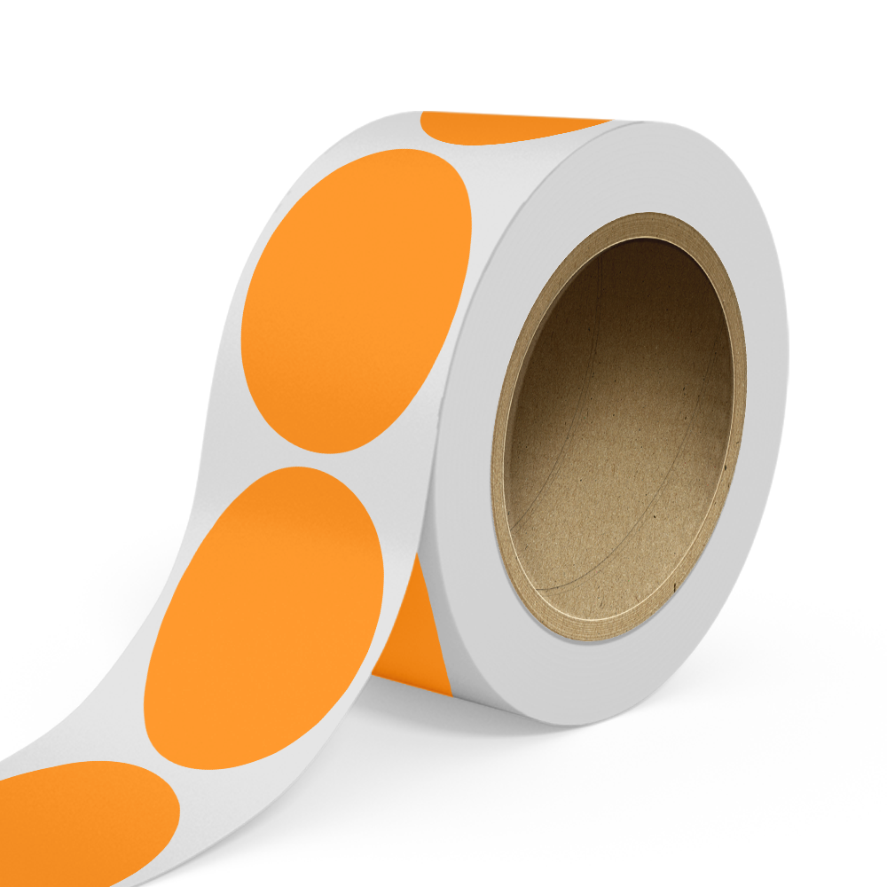 Neon Orange 4 x 6 Inch Roll of Oval Labels - Bright Adhesive