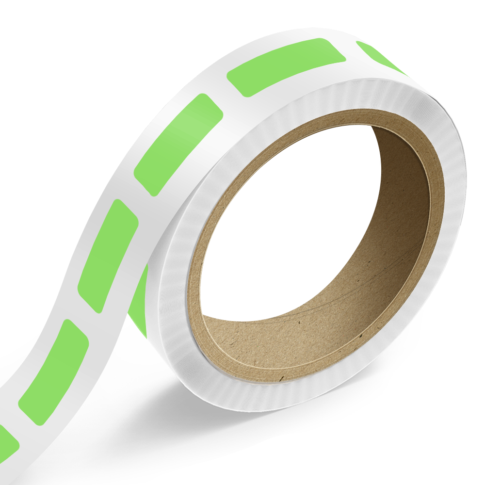 Neon Green 5/8 x 2 Inch Roll of Rectangle Labels - Bright Adhesive