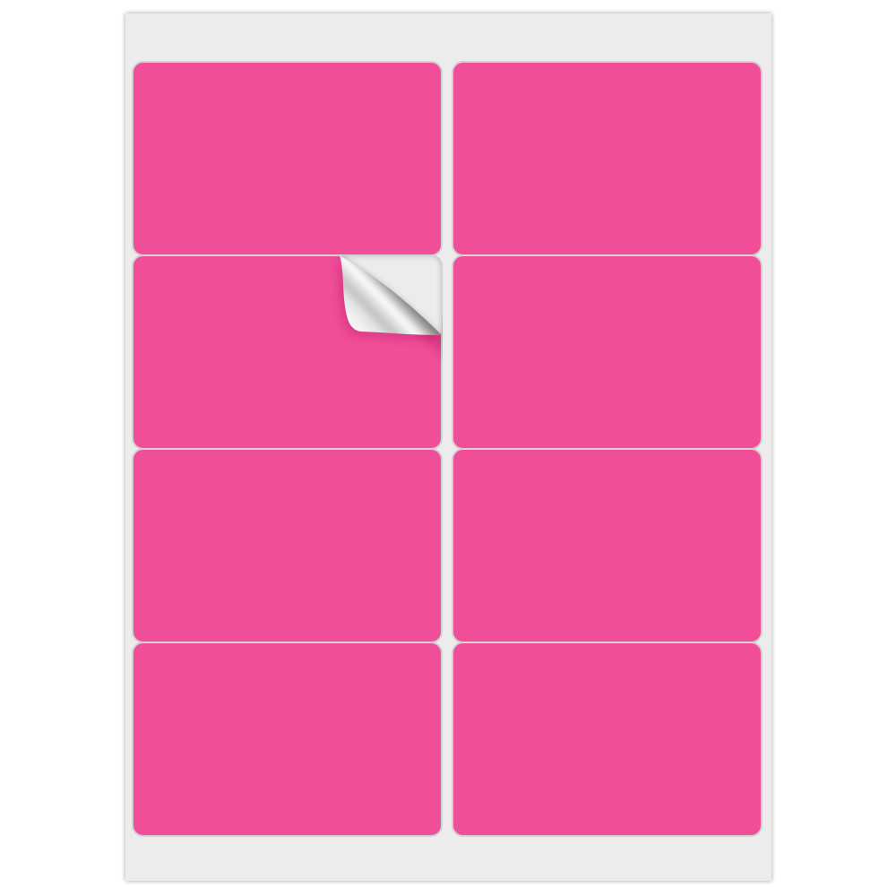 Neon Pink 2 1/2 x 4 Inch Rectangle Address Labels (8 Labels per Sheet)
