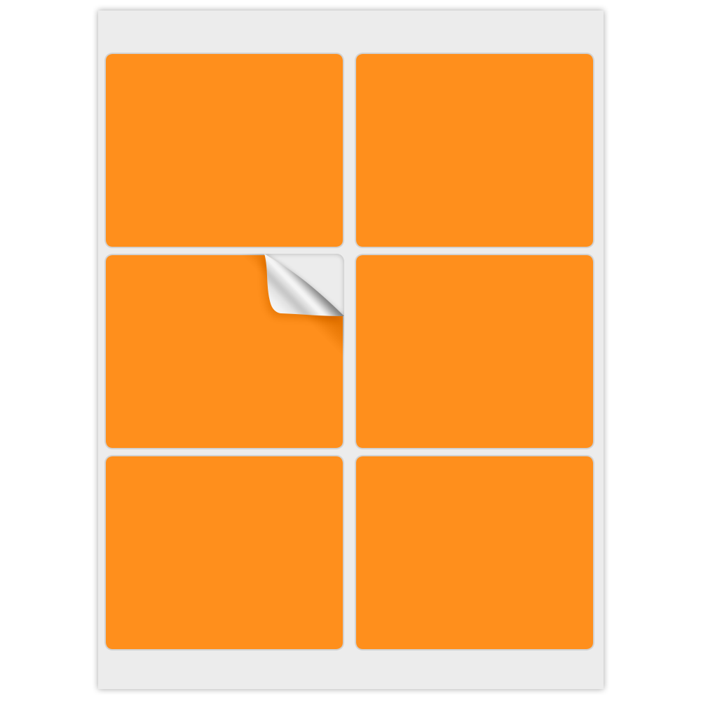 Neon Orange 3 1/4 x 4 Inch Rectangle Shipping Labels (6 Labels per Sheet)