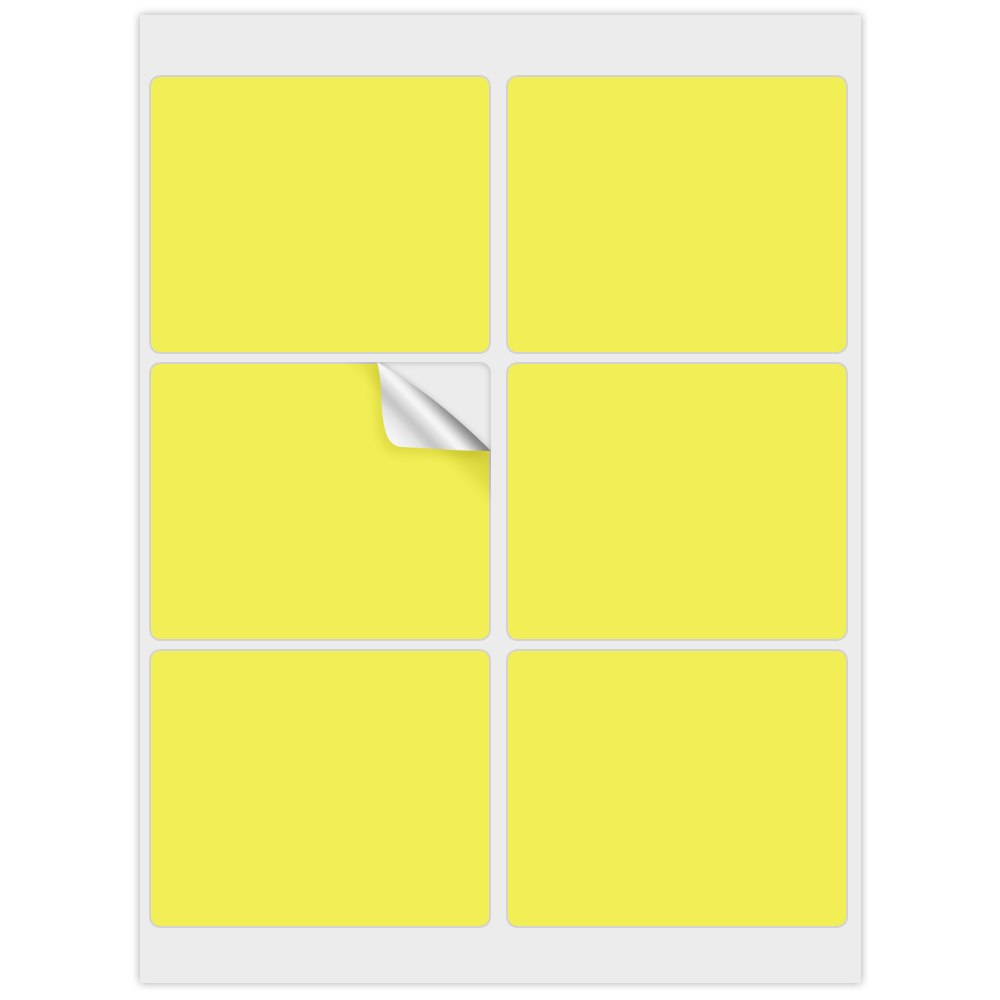 Neon Yellow 3 1/4 x 4 Inch Rectangle Shipping Labels (6 Labels per Sheet)