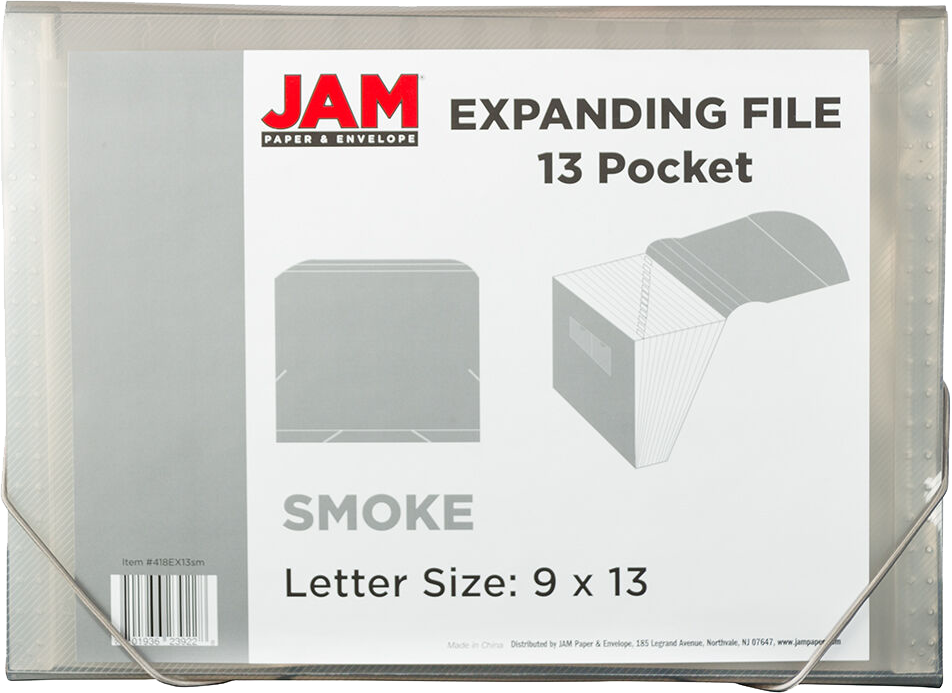 Smoke Gray Letter 13 Pocket Expanding Files (9 x 13)