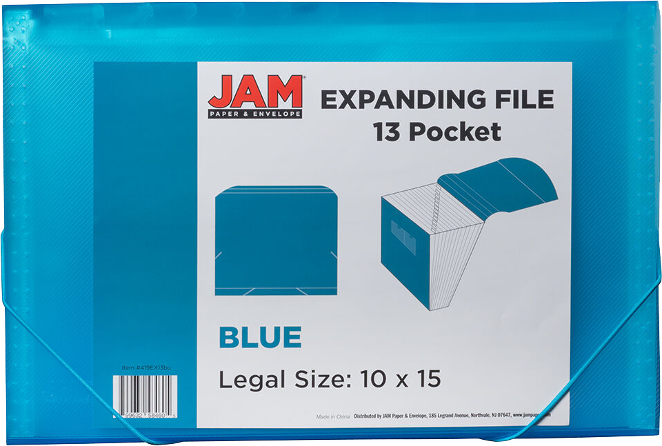 Blue Legal Size 13 Pocket Expanding Files (10 x 15)
