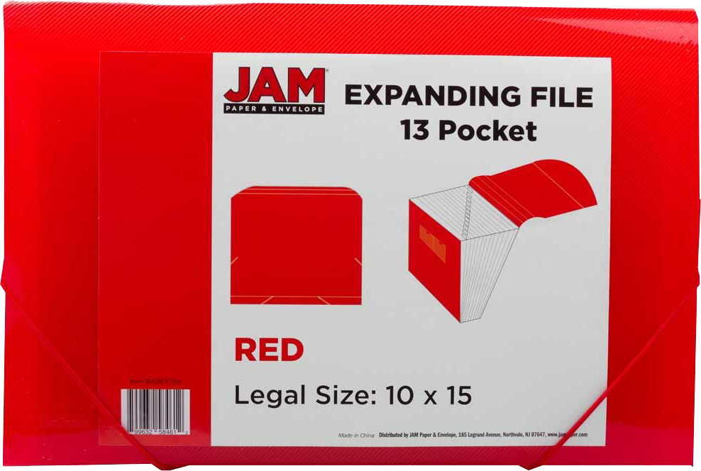Red Legal Size 13 Pocket Expanding Files (10 x 15)