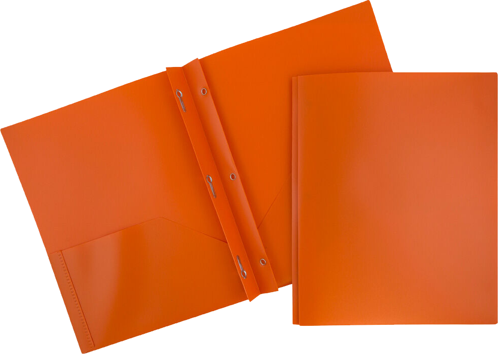 Orange 9 x 12 Plastic Pop Folders with Clasp