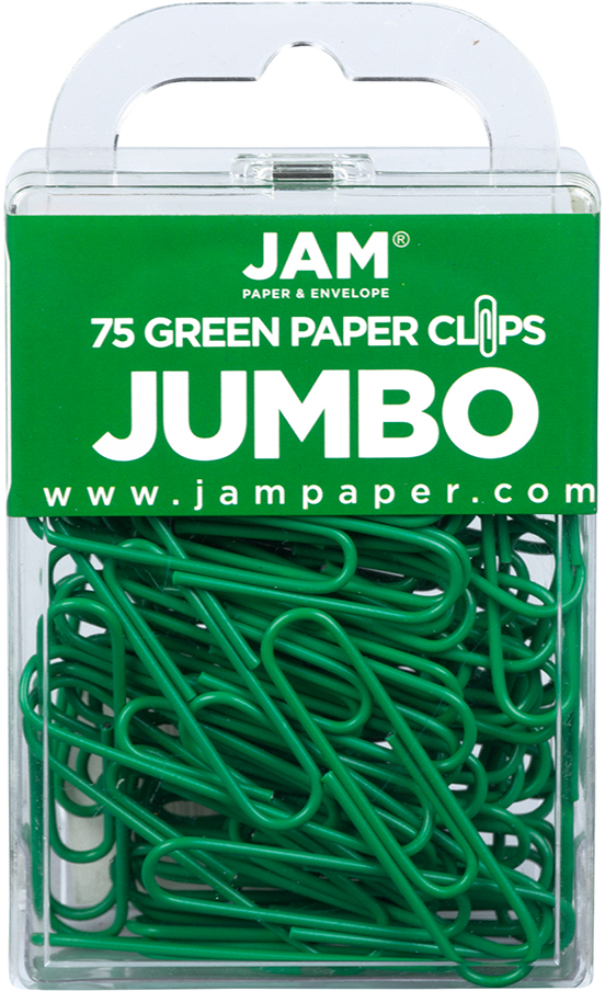 Green Jumbo Paper Clips - 75 Pack