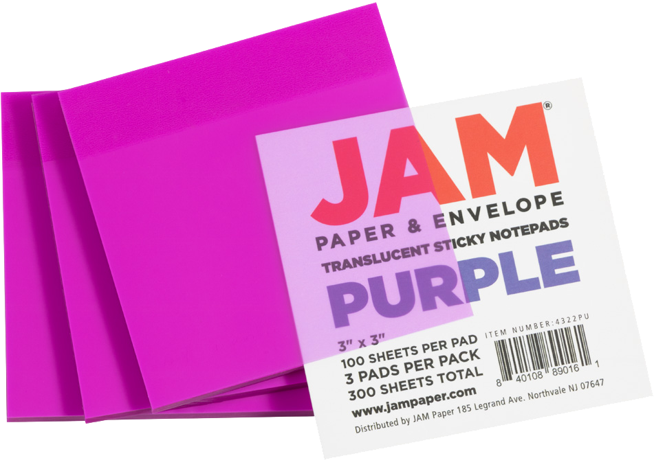 Purple Transparent Sticky Note Pads