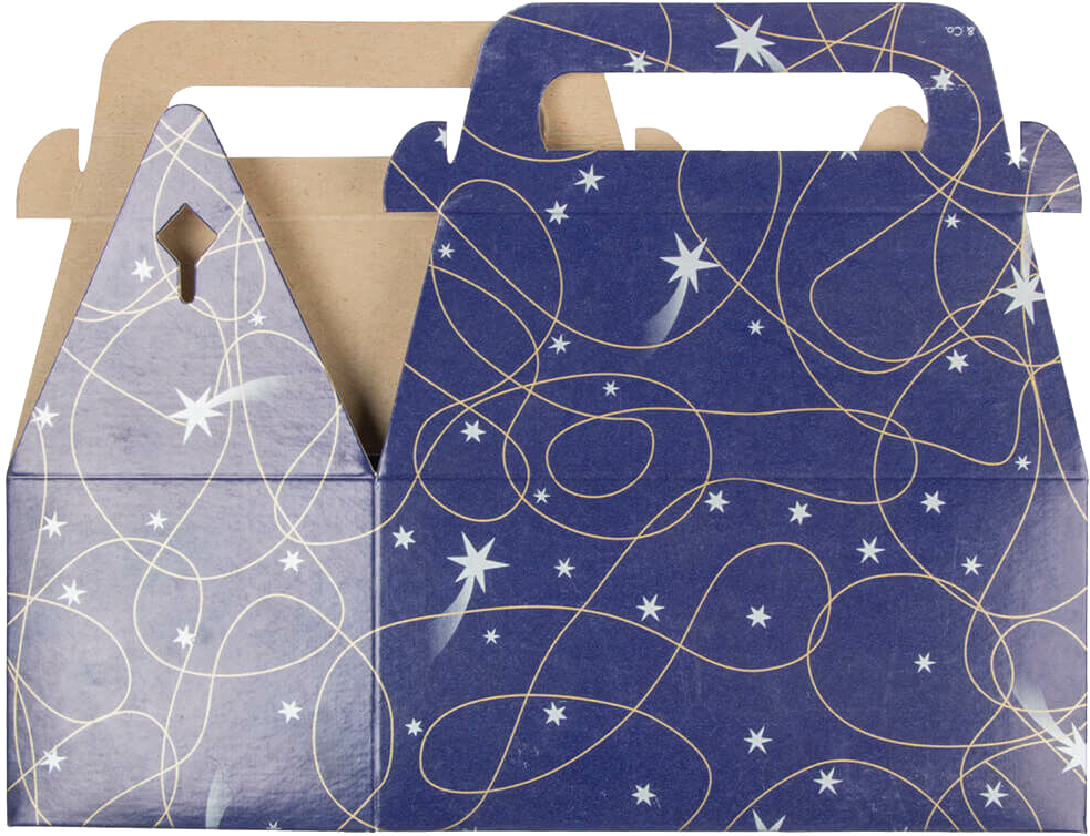 Purple Shooting Stars Small Gable Gift Boxes (3 1/4 x 6 x 3)