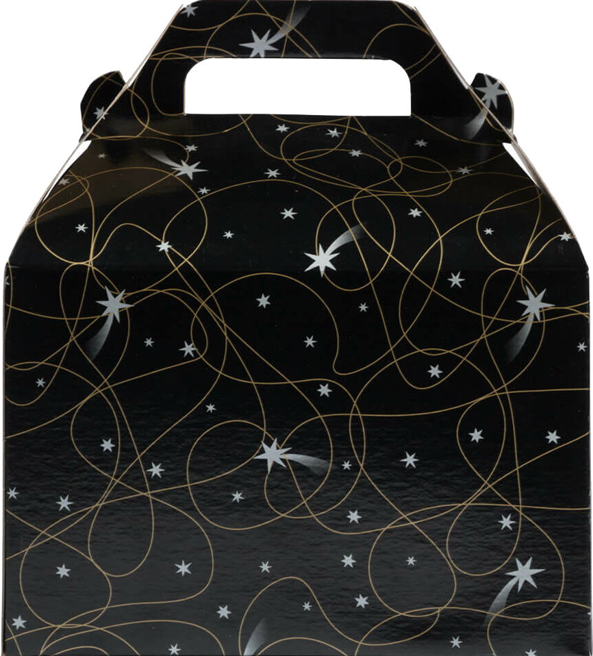 Black Shooting Star Medium Gable Gift Boxes (4 x 8 x 5 1/4)