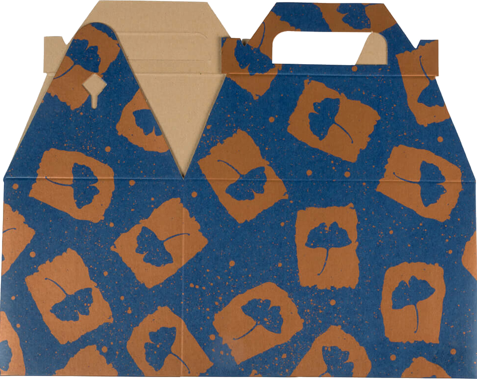 Blue and Orange Splatter Flower Medium Gable Gift Boxes (4 x 8 x 5 1/4)