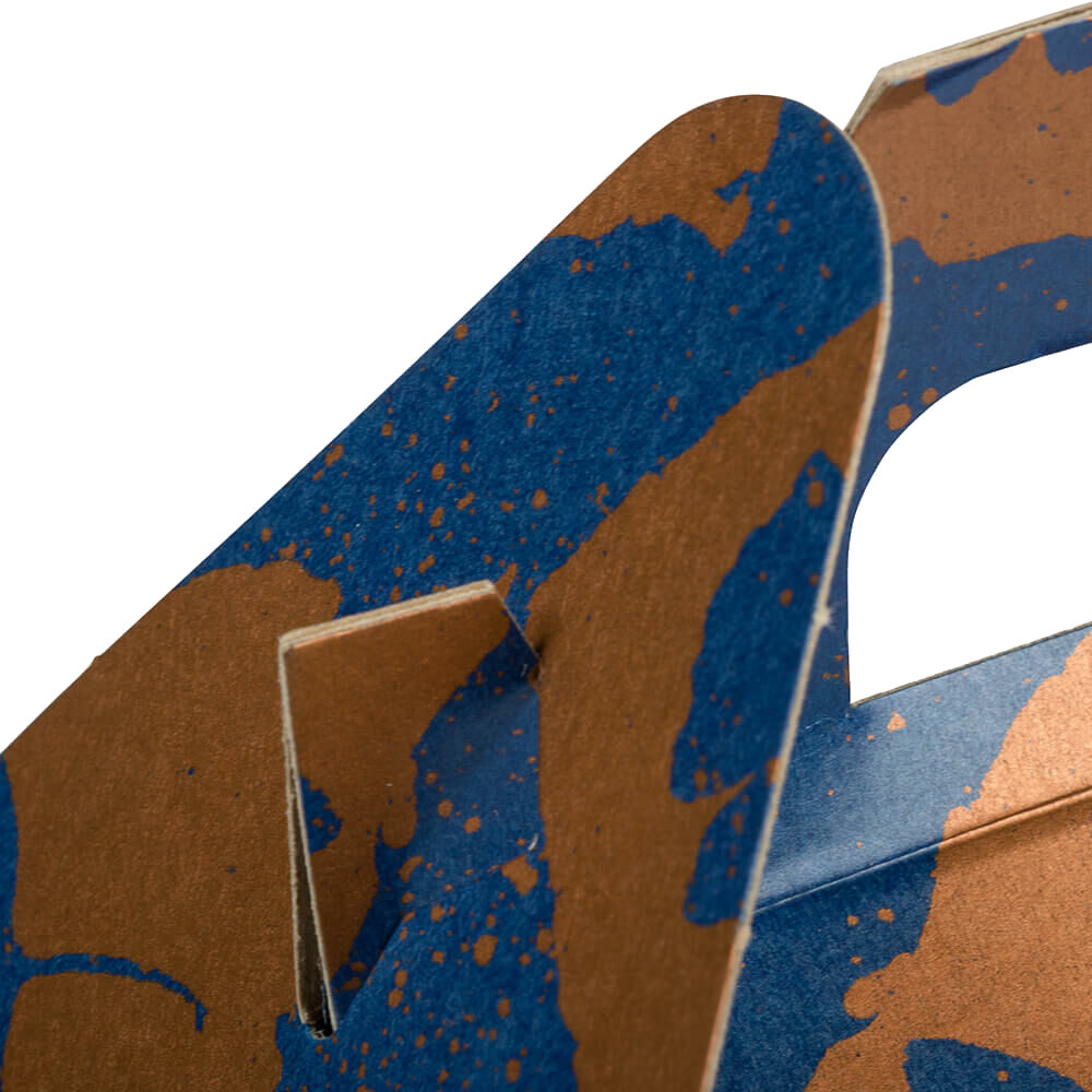 Blue and Orange Splatter Flower Medium Gable Gift Boxes (4 x 8 x 5 1/4)