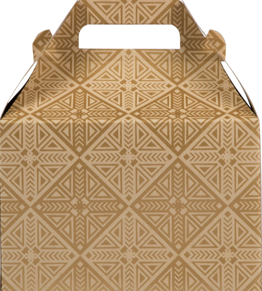 Gold with Kraft Medium Gable Gift Boxes (4 x 8 x 5 1/4)