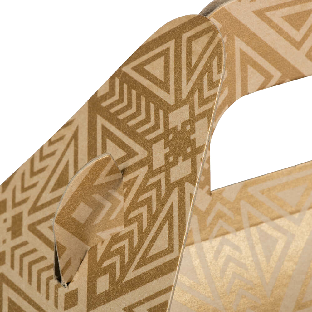 Gold with Kraft Medium Gable Gift Boxes (4 x 8 x 5 1/4)