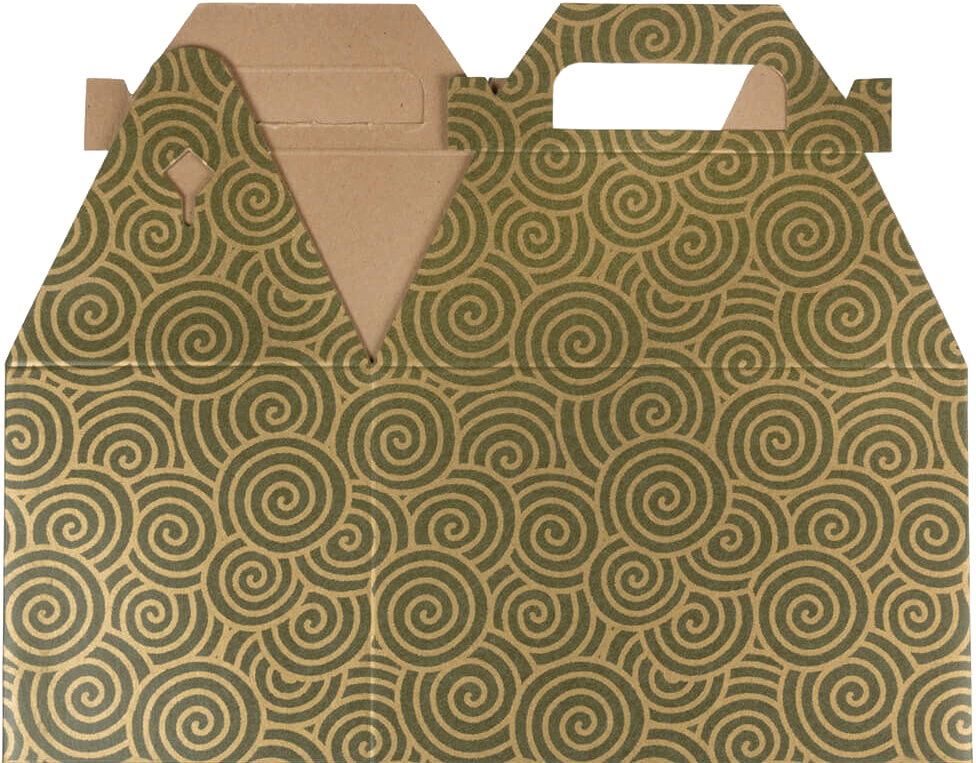 Green with Gold Swirl Medium Gable Gift Boxes (4 x 8 x 5 1/4)