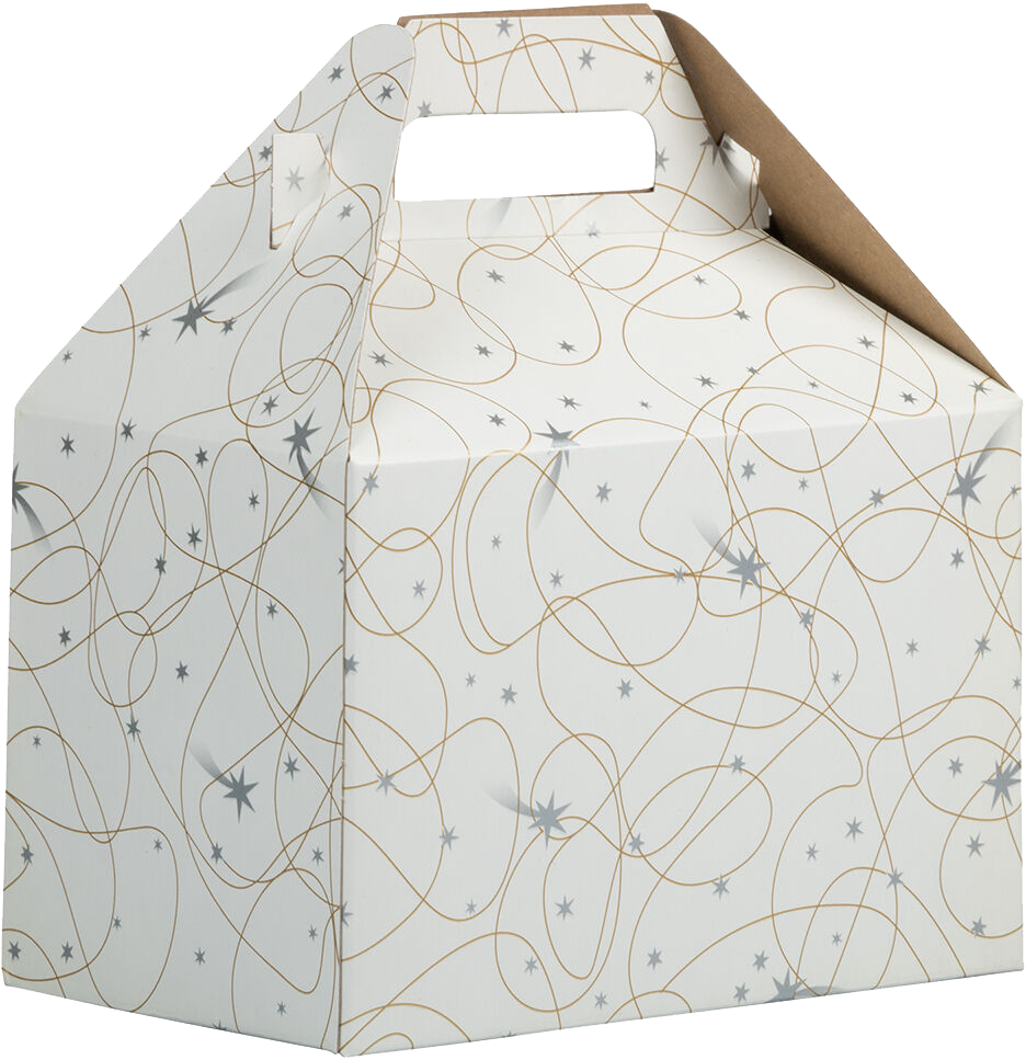 White Shooting Stars Medium Gable Gift Boxes (4 x 8 x 5 1/4)
