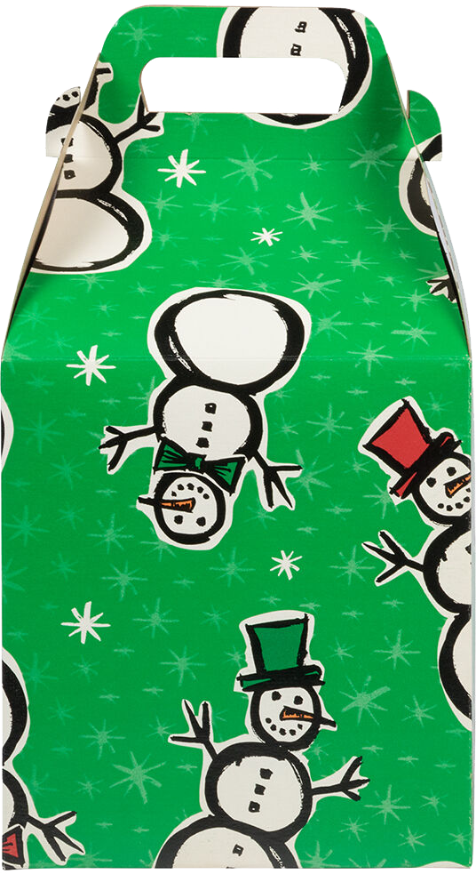 Green Snowman Large Gable Gift Boxes (8 x 7 1/4 x 8)