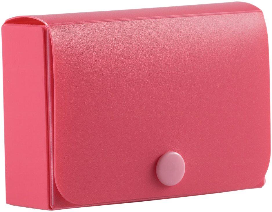 Pink Plastic Business Card Case with Snap Closure - 20 Card Capacity