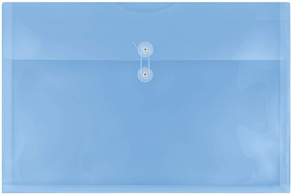 Blue 12 x 18 Booklet Plastic Envelopes with Button & String