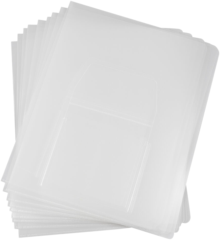 Clear 9 x 12 Plastic Regular Weight Folders with CD Pocket
