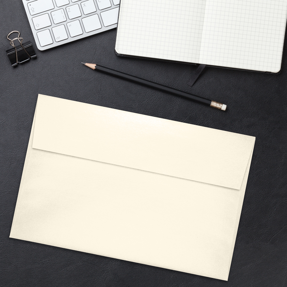 Champagne Ivory Metallic 32lb A10 Invitation Envelopes (6 x 9 1/2) with Peel & Seal