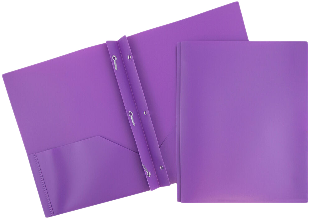 Purple 9 x 12 Plastic Pop Folders with Clasp