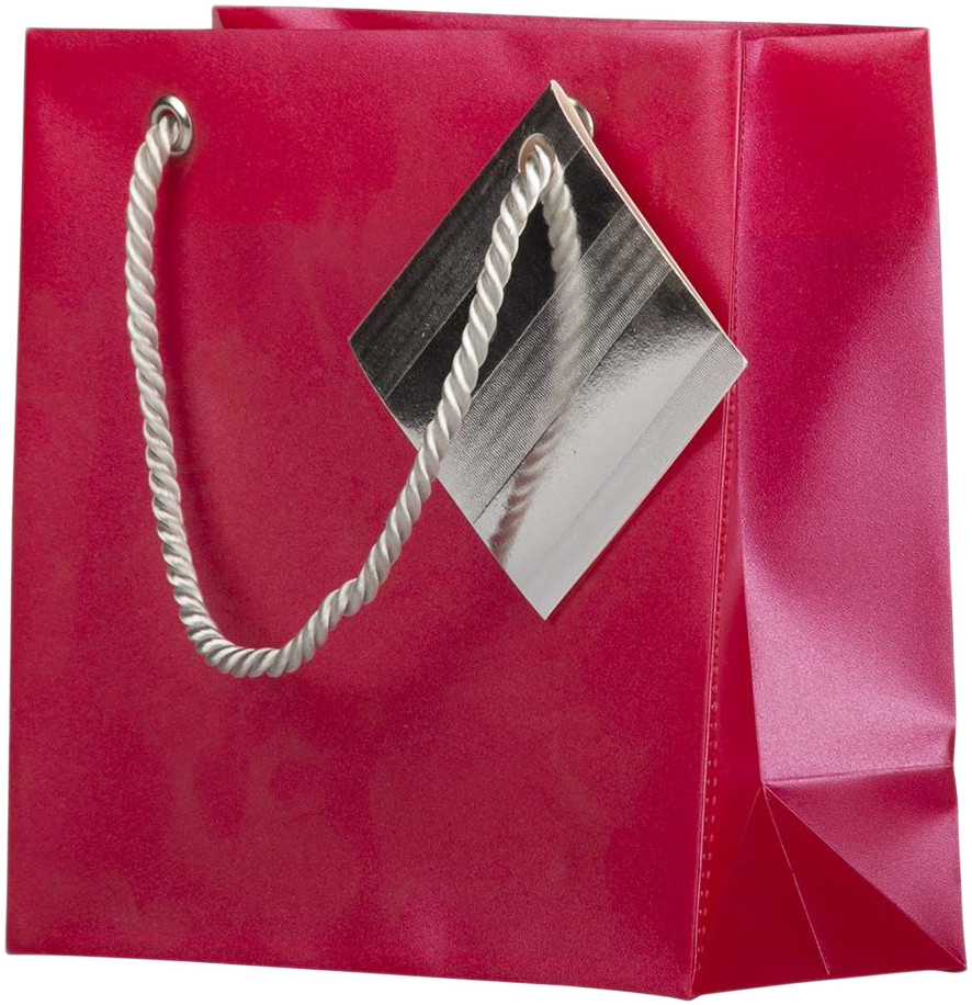 Red Small Opaque Shopping Bags (5 3/4 x 5 3/4 x 2 1/2)