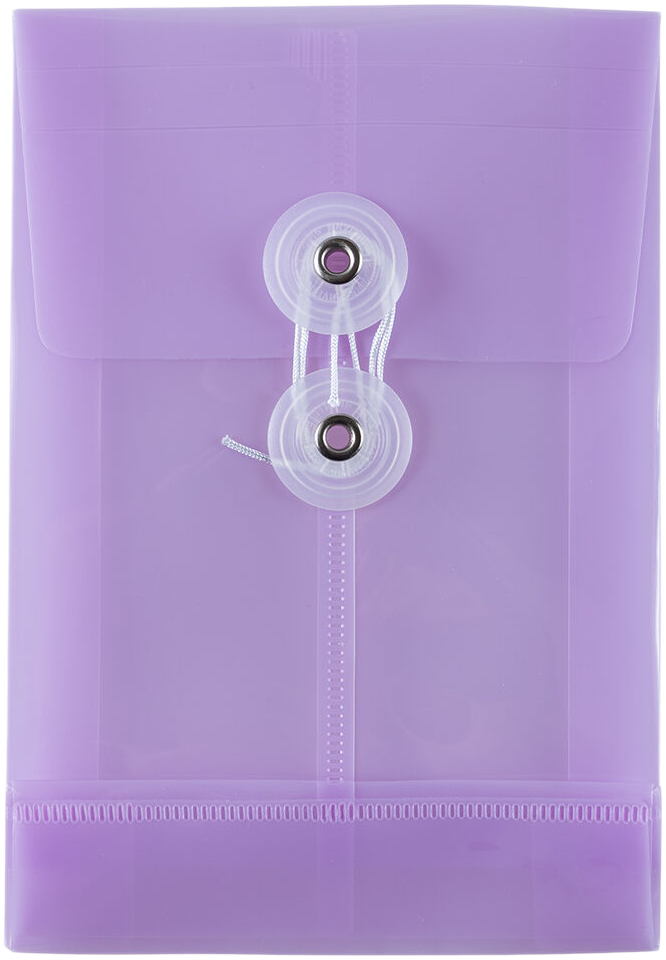 Lilac Purple 4 1/4 x 6 1/4 Open End Plastic Envelopes with Button & String