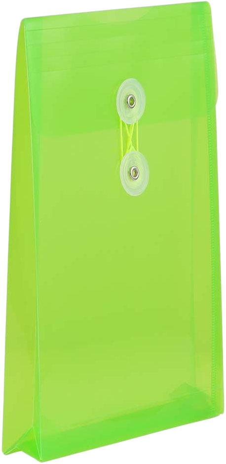 Lime Green 6 1/4 x 9 1/4 Open End Plastic Envelopes with Button & String