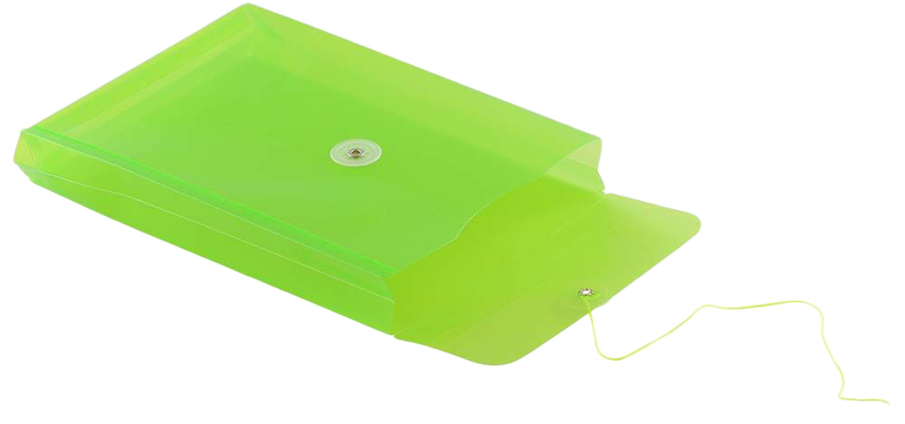 Lime Green 6 1/4 x 9 1/4 Open End Plastic Envelopes with Button & String
