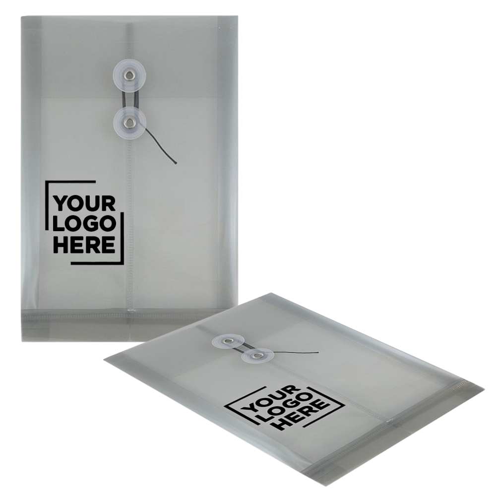 Smoke Gray 6 1/4 x 9 1/4 Open End Plastic Envelopes with Button & String