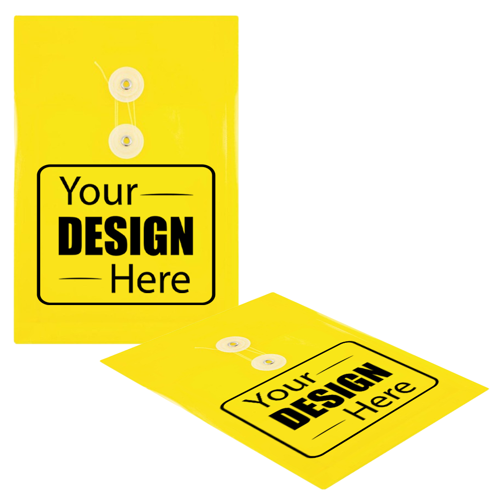 Yellow 6 1/4 x 9 1/4 Open End Plastic Envelopes with Button & String