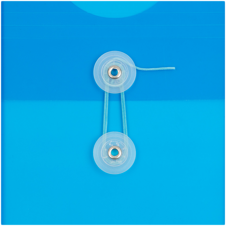 Blue 6 1/4 x 9 1/4 Open End Plastic Envelopes with Button & String