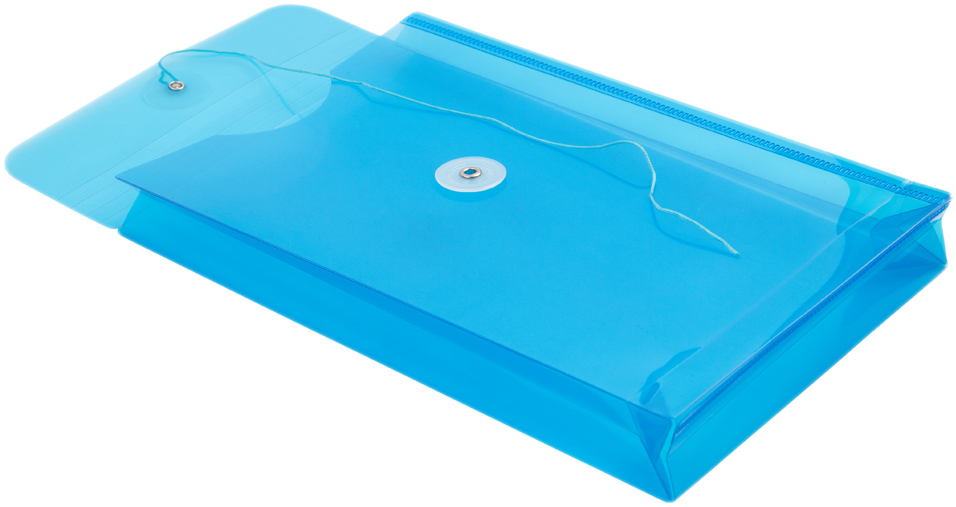 Blue 6 1/4 x 9 1/4 Open End Plastic Envelopes with Button & String