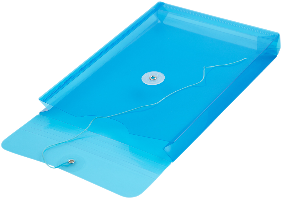 Blue 6 1/4 x 9 1/4 Open End Plastic Envelopes with Button & String