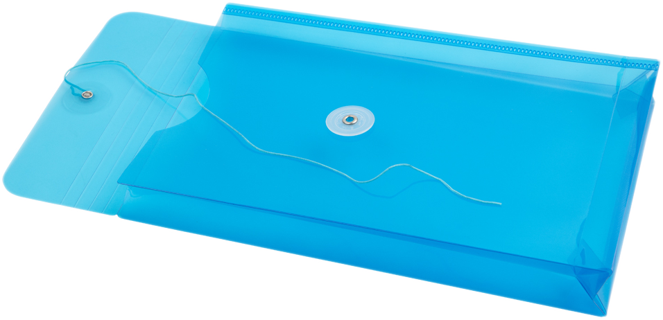 Blue 6 1/4 x 9 1/4 Open End Plastic Envelopes with Button & String