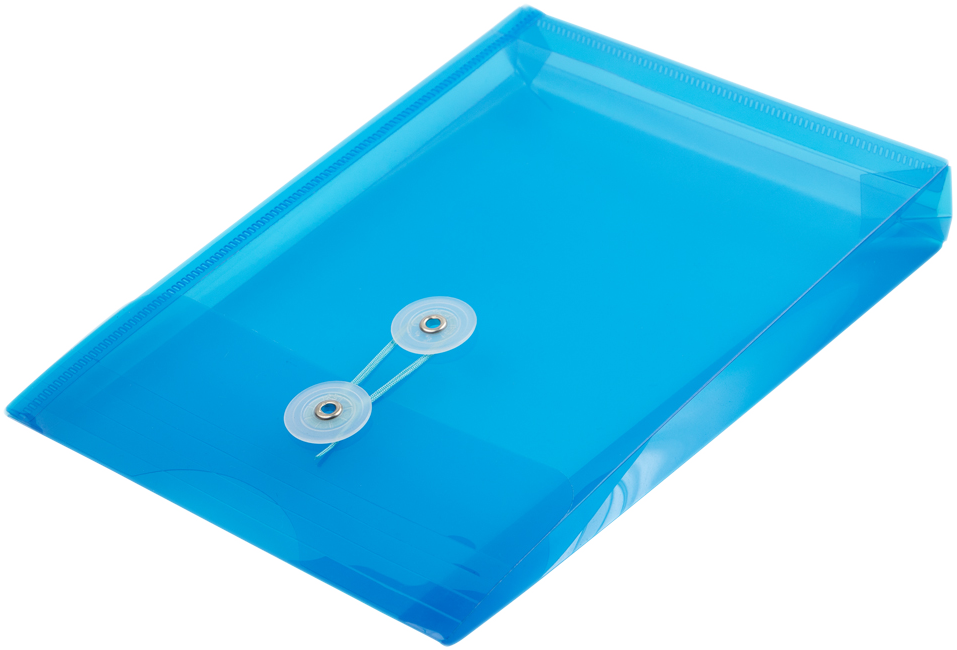 Blue 6 1/4 x 9 1/4 Open End Plastic Envelopes with Button & String
