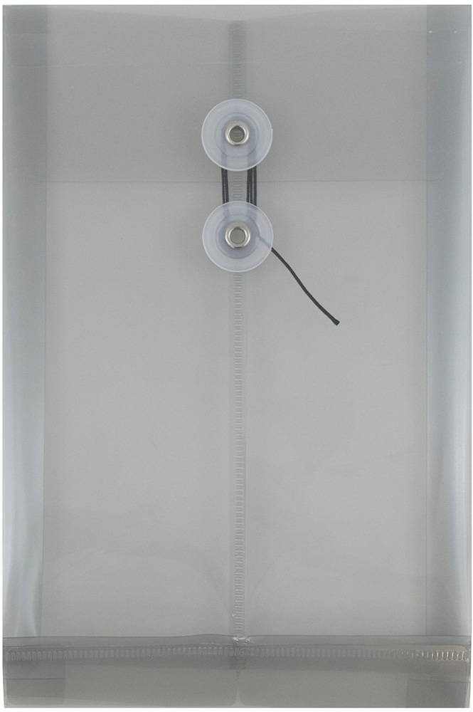 Smoke Gray 6 1/4 x 9 1/4 Open End Plastic Envelopes with Button & String