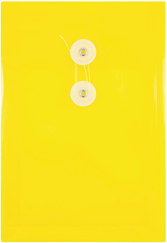 Yellow 6 1/4 x 9 1/4 Open End Plastic Envelopes with Button & String