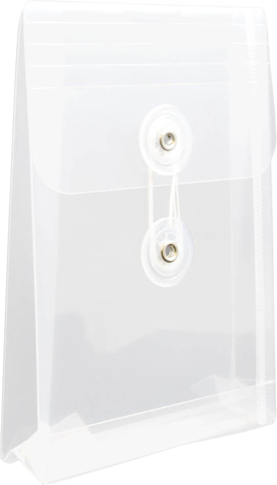 Clear 4 1/4 x 6 1/4 Open End Plastic Envelopes with Button & String