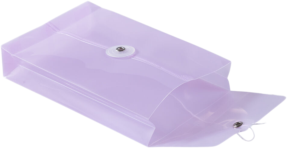 Lilac Purple 4 1/4 x 6 1/4 Open End Plastic Envelopes with Button & String