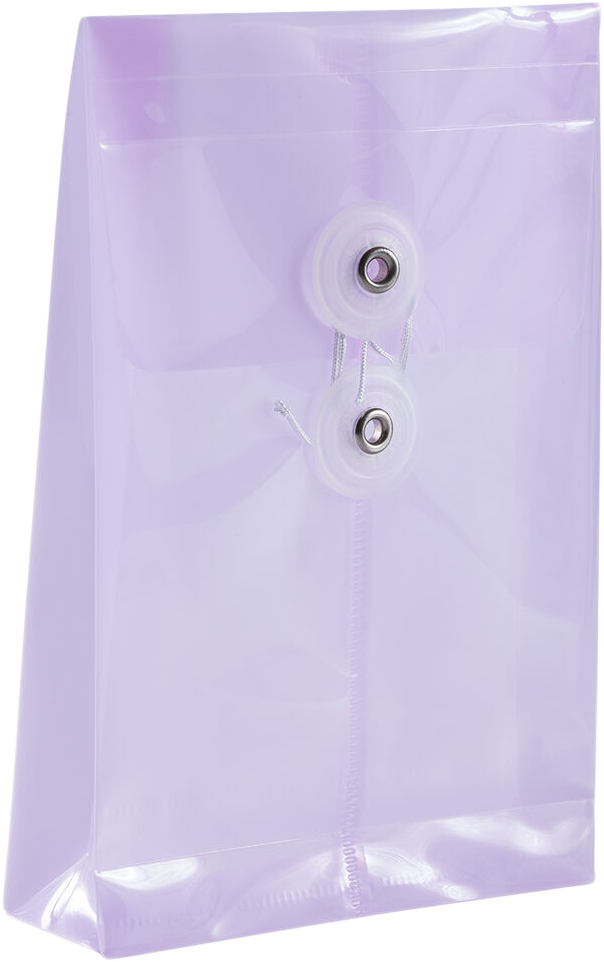 Lilac Purple 4 1/4 x 6 1/4 Open End Plastic Envelopes with Button & String