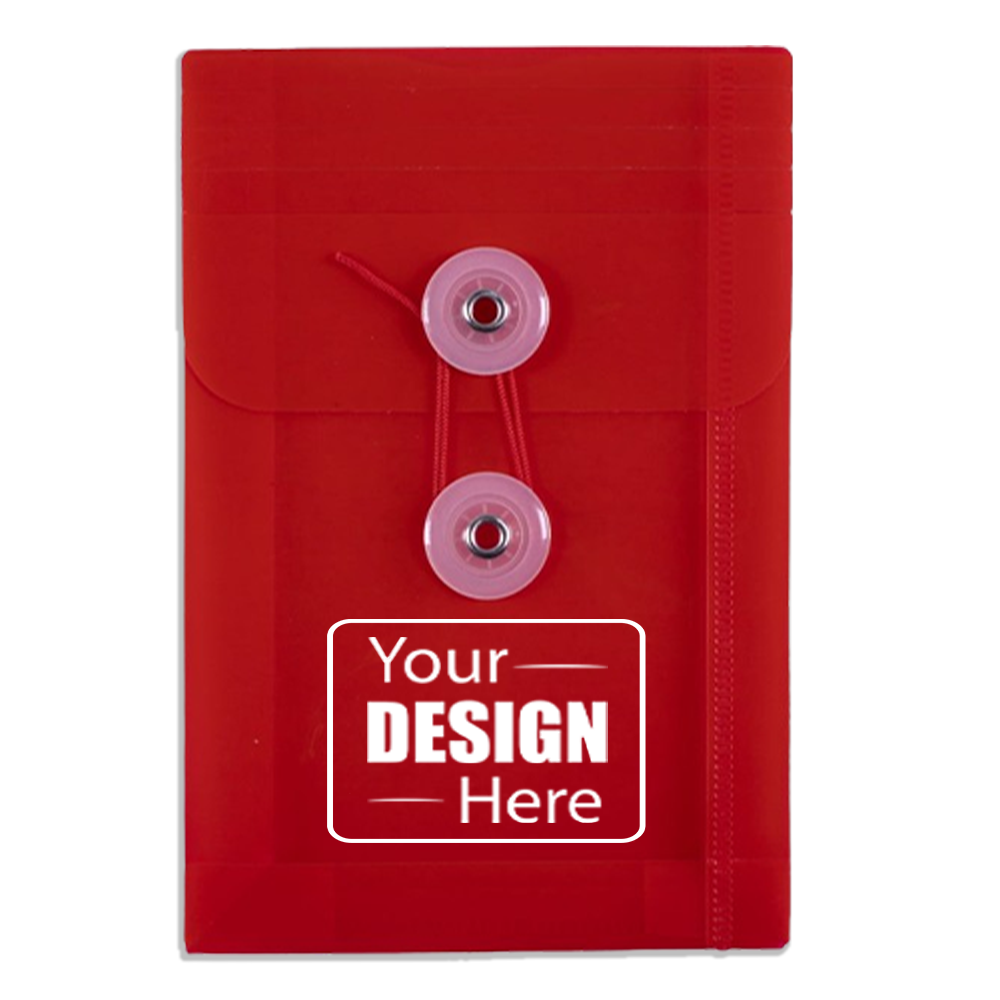Red 4 1/4 x 6 1/4 Open End Plastic Envelopes with Button & String